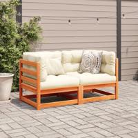 2-delige Loungeset met kussens massief grenenhout wasbruin - thumbnail