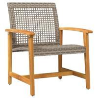 Tuinstoelen 2 st poly rattan en acaciahout grijs - thumbnail