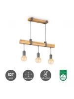 Home sweet home denton hanglamp 3L hout / burned metal - thumbnail