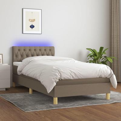 Boxspring met matras en LED stof taupe 90x190 cm