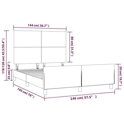 Bedframe met hoofdbord kunstleer grijs 140x190 cm