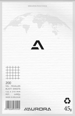 Kladblok Aurora 135x210mm ruit 5X5mm 200 vel 45gr