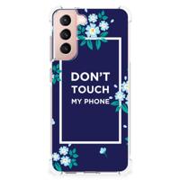 Samsung Galaxy S21 FE Anti Shock Case Flowers Blue DTMP - thumbnail