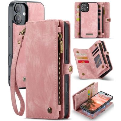 Caseme iPhone 16 hoesje - Vintage 2 in 1 portemonnee - Roze