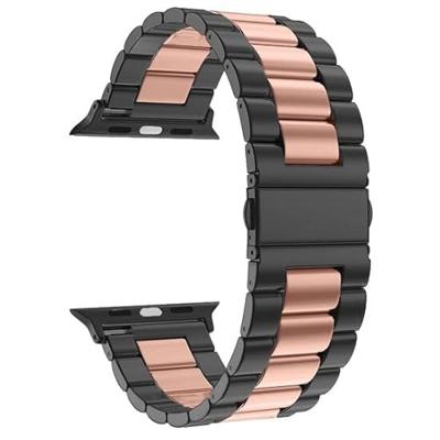 Stalen schakelband - Zwart met rosé goud - Geschikt voor Apple watch 38mm / 40mm / 41mm / 42mm