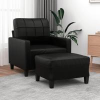 Fauteuil met voetenbank 60 cm kunstleer zwart - thumbnail