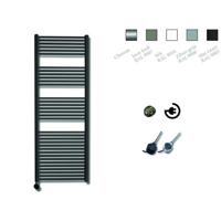 Elektrische Design Radiator Sanicare Plug & Play 172x60 cm Mat Zwart 1127 Watt Met Chroom Thermostaat Links Sanicare - thumbnail