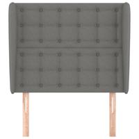 Hoofdbord met randen 163x23x118/128 cm stof donkergrijs - thumbnail