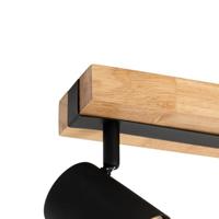 QAZQA Plafondlamp zwart met hout 2-lichts verstelbaar rechthoekig - - thumbnail