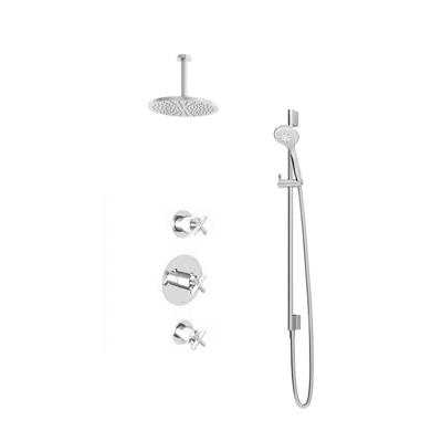 Hotbath Get Together IBS3GN inbouwdouche met 3s handdouche, 15cm plafondbuis, 25cm hoofddouche en glijstang geborsteld nikkel