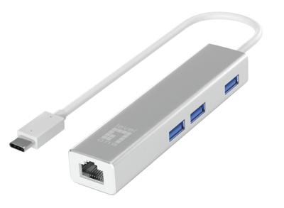 USB-HUB Level One USB-0504 Zwart Zilverkleurig