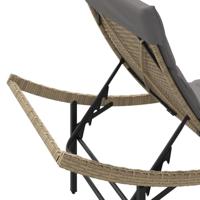 Ligbed met kussen 55x199x50 cm poly rattan beige - thumbnail