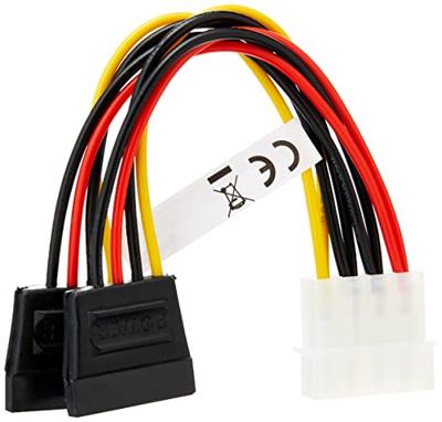 Goobay 68524 PC Y stroomkabel/stroomadapter; 5,25 stekker naar 2x SATA, HDD/5,25 inch stekker (4-pin) > 2x SATA-standaard stekker