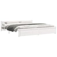 Bedframe massief hout wit 200x200 cm - thumbnail