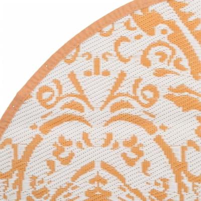 VidaXL Buitentapijt arakil ø200 cm polypropeen oranje en wit VidaXL Buitentapijt arakil ø200 cm polypropeen oranje en wit