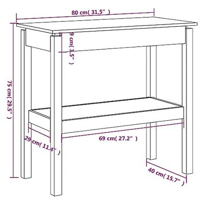 Wandtafel 80x40x75 cm massief grenenhout wit