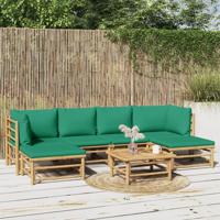 7-delige Loungeset met kussens bamboe groen - thumbnail