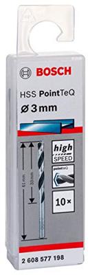 Bosch Accessories 2608577198 2608577198 HSS Metaal-spiraalboor 3 mm Gezamenlijke lengte 61 mm Gebruineerd DIN 338 Cilinderschacht 10 stuk(s)