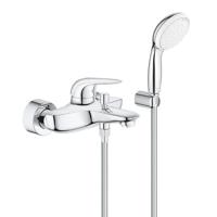 GROHE Eurostyle New badkraan met omstel met koppelingen met douchegarnituur met gesloten greep chroom/wit 2372930a - thumbnail