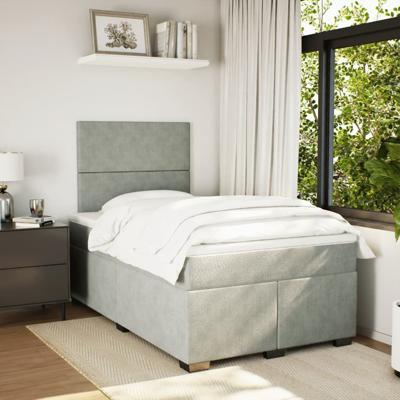 Boxspring met matras fluweel lichtgrijs 120x190 cm - thumbnail