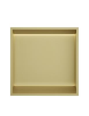 Hotbath &MORE Inbouwnis 30x30x10cm met LED IP44 Geborsteld Messing PVD