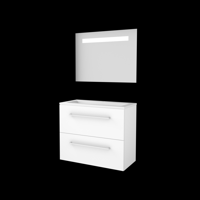 Basic-Line Economic 39 Badkamermeubelset - Ondiep - 80 x 39 cm - Met Grepen - 2 Lades - Acryl Wastafel - 1 Kraangat - Spiegel met LED Verlichting - Ice White - thumbnail