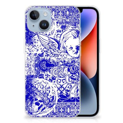 Silicone Back Case Apple iPhone 14 Angel Skull Blauw Silicone Back Case Apple iPhone 14 Angel Skull Blauw
