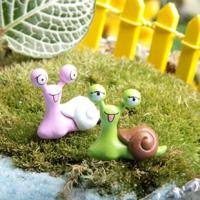 4-delige miniatuur slak standbeelden versierd tuin speelgoed huis decoraties willekeurige kleur levering - thumbnail