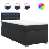 Boxspring met matras kunstleer zwart 120x190 cm - thumbnail