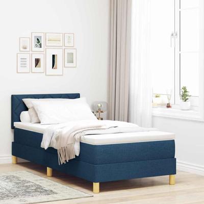 Boxspring Bed met Matras & LED Blauw 100x200 cm Stof