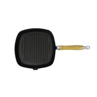 VidaXL Grillpan met houten handvat gietijzer 20x20 cm - thumbnail