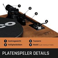 Platenspeler met ingebouwde versterker en Bluetooth® plus 2 externe luidsprekers Wood - thumbnail