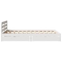 Bedframe zonder matras massief grenenhout wit 150x200 cm - thumbnail