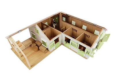 Kids Globe globe paardenhoekstal met 3 boxen en berging roze 1:24