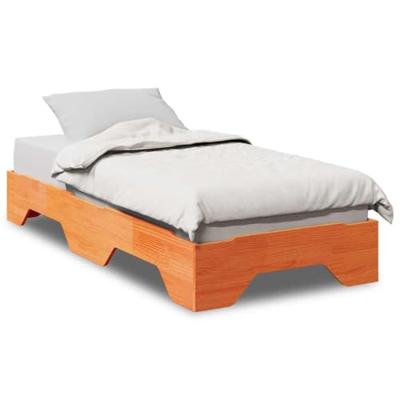 Bedframe zonder matras stapelbaar wasbruin 75x190 cm hout