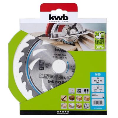 kwb LER-PO 100KA-FI 585554 Hardmetaal-cirkelzaagblad 173 x 30 x 1.2 mm Aantal tanden: 24 1 stuk(s) kwb LER-PO 100KA-FI 585554 Hardmetaal-cirkelzaagblad 173 x 30 x 1.2 mm Aantal tanden: 24 1 stuk(s)