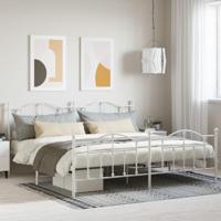 Bedframe met hoofd- en voeteneinde metaal wit 193x203 cm - thumbnail