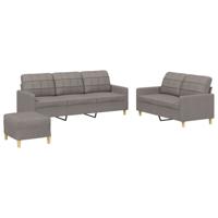 3-delige Loungeset met kussens stof taupe - thumbnail