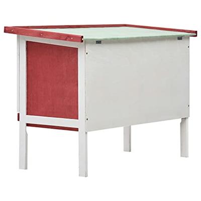 Konijnenhok voor buiten met 1 verdieping hout rood - thumbnail