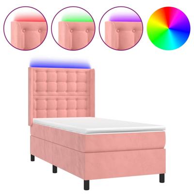 Boxspring met matras en LED fluweel roze 90x190 cm