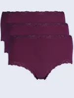 Nina von C 3-pack dames Taille slips - Kanten modal dames onderbroek - Katoenen kruisje - thumbnail