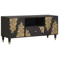 TV-kast met lade Zwart 105 x 33 x 46 cm Massief Mango Hout - thumbnail