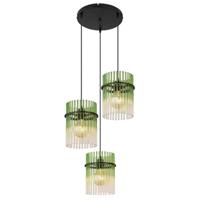 Globo Zwarte hanglampGorley met groen glas Ø 47cm - 15698-3HRG - thumbnail