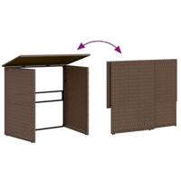 Tuinbank met tafel en kussens L-vormig poly rattan bruin - thumbnail