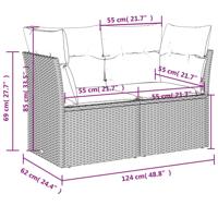 10-delige Loungeset met kussens poly rattan grijs - thumbnail