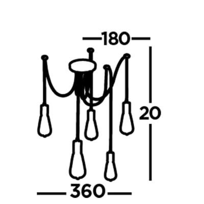 Searchlight 5-lichts pendelSquiggle Spider - 9665-5BK