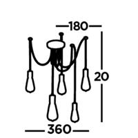 Searchlight 5-lichts pendelSquiggle Spider - 9665-5BK - thumbnail