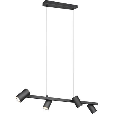 LED Hanglamp Mat Zwart - 4 Lichtpunten - GU10 Fitting - Aluminium