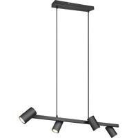 LED Hanglamp Mat Zwart - 4 Lichtpunten - GU10 Fitting - Aluminium - thumbnail