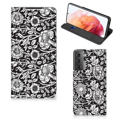 Samsung Galaxy S21 Smart Cover Black Flowers Samsung Galaxy S21 Smart Cover Black Flowers